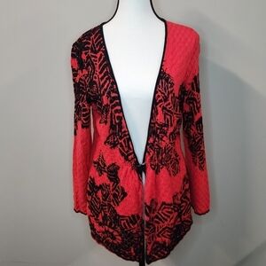 💘ZOZO Womens Red and Design in Black Jacket Black Button Exterior Condition XL